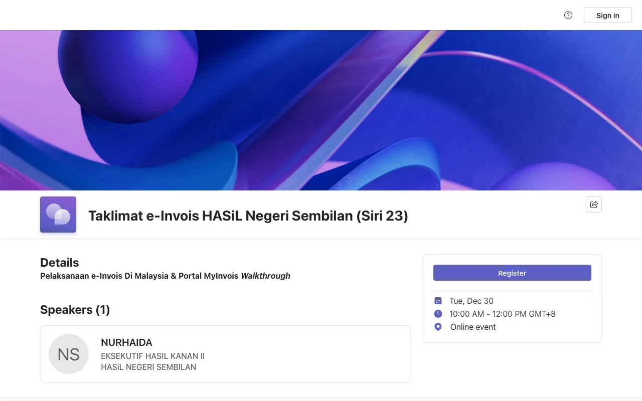 LHDN E-Invoice Course Registration